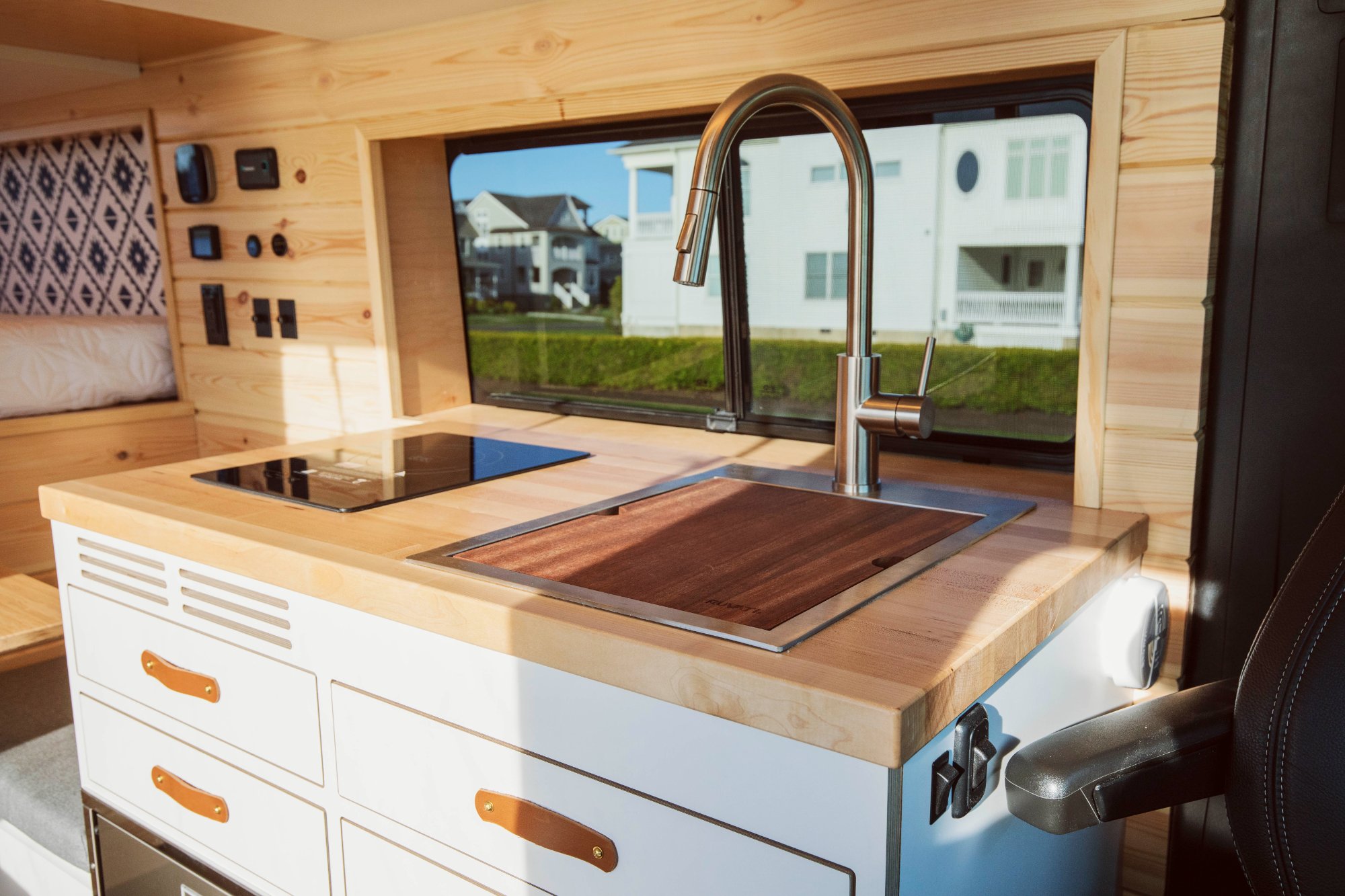 Lounge seating and fold-down dinette table