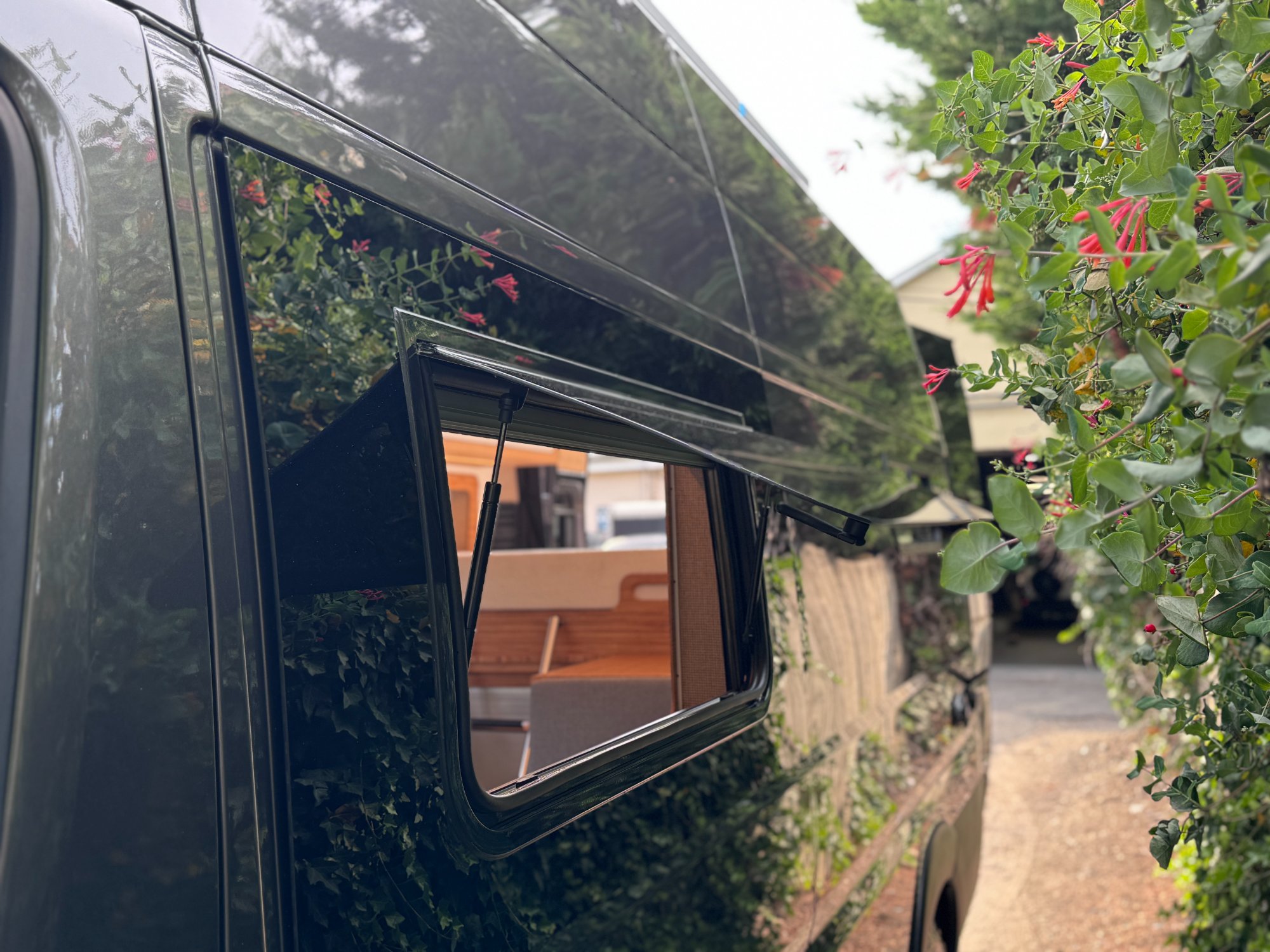 CR Laurence awning window installed on Sequoia + Salt campervan exterior