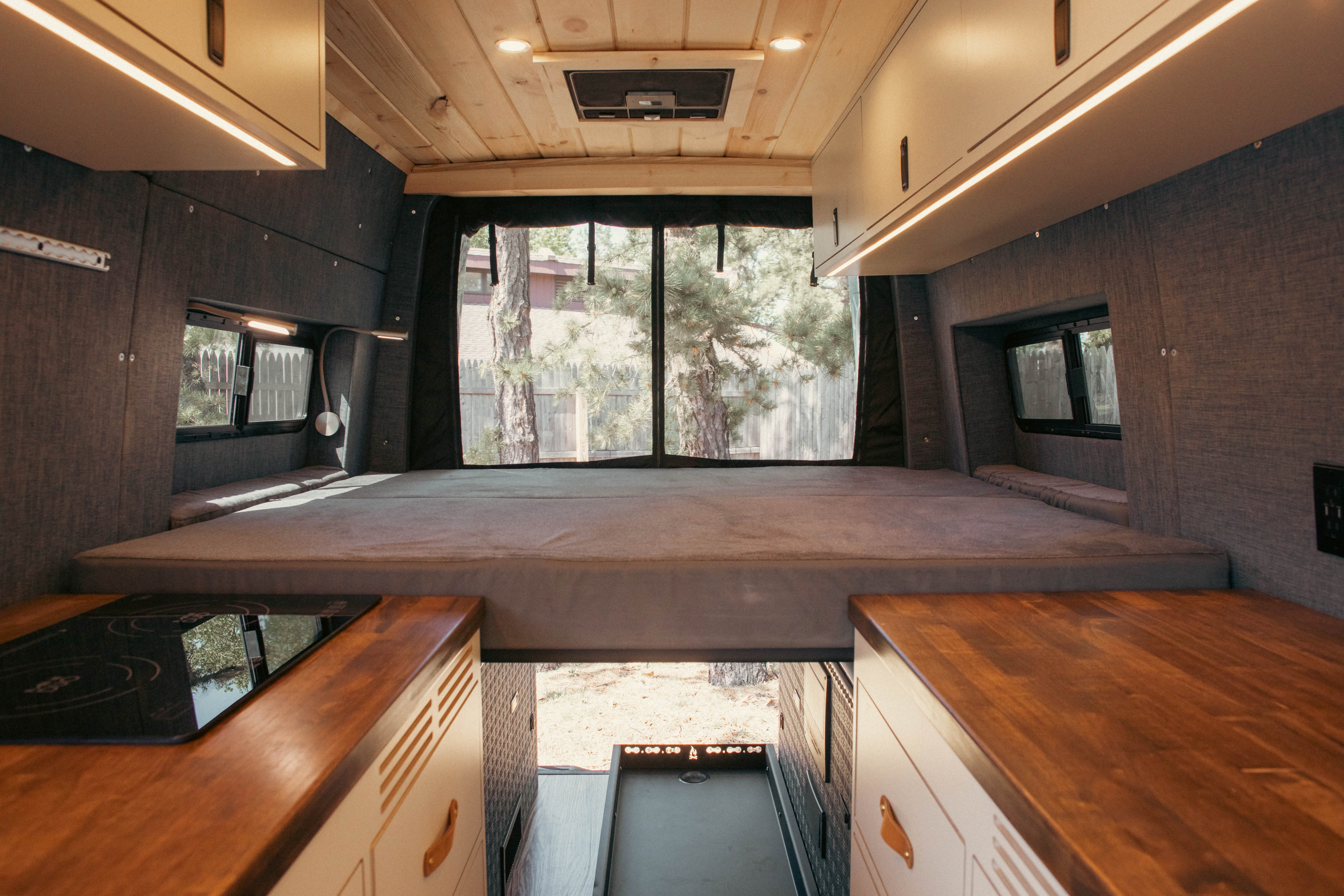 Mariner — Mercedes Sprinter 170, galley, rear bed and gear garage interior