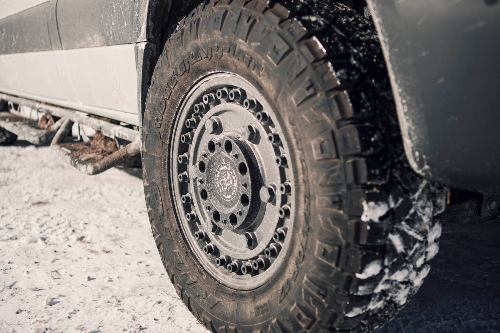 The Stoke — off-road wheel and mud-terrain tire in the snow, Sprinter 144