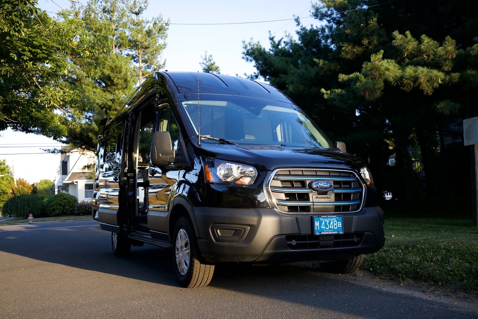 Northampton DCC electric Transit fleet — black Ford E-Transit exterior