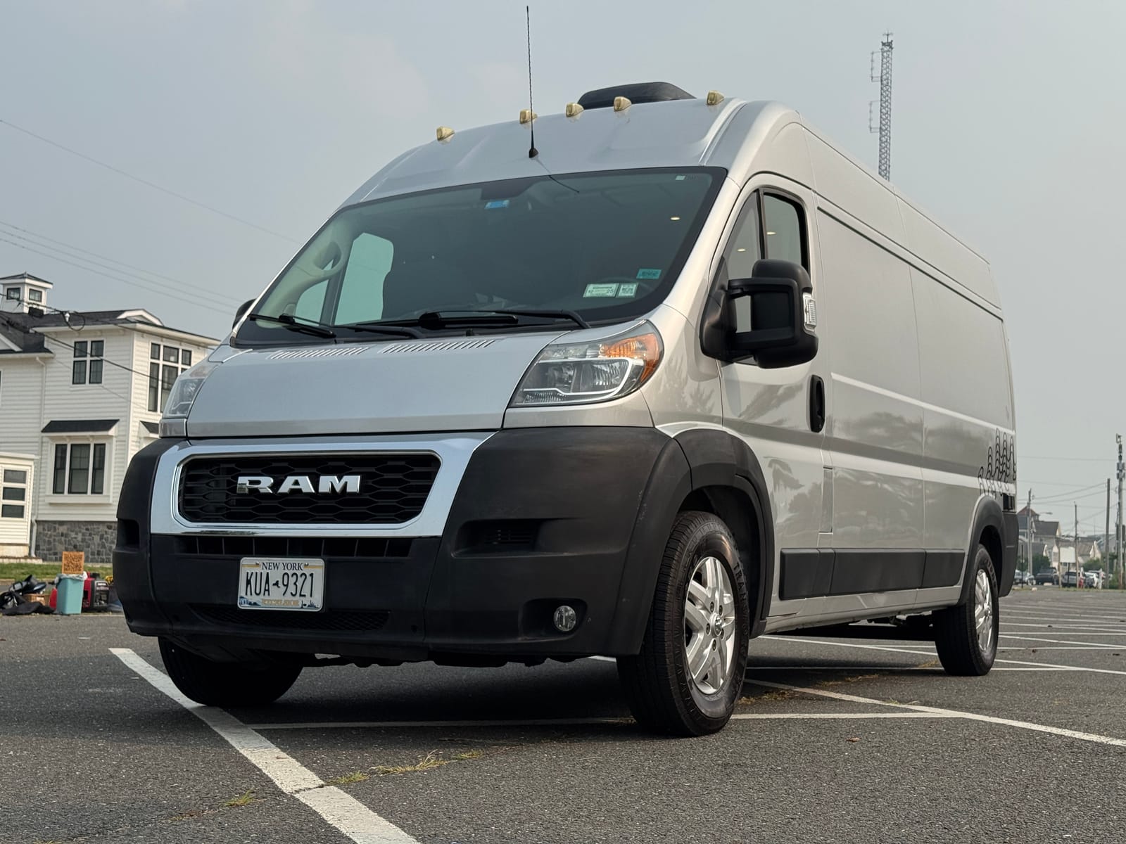 Front of the Ram ProMaster showing the RAM grille and high-roof profile