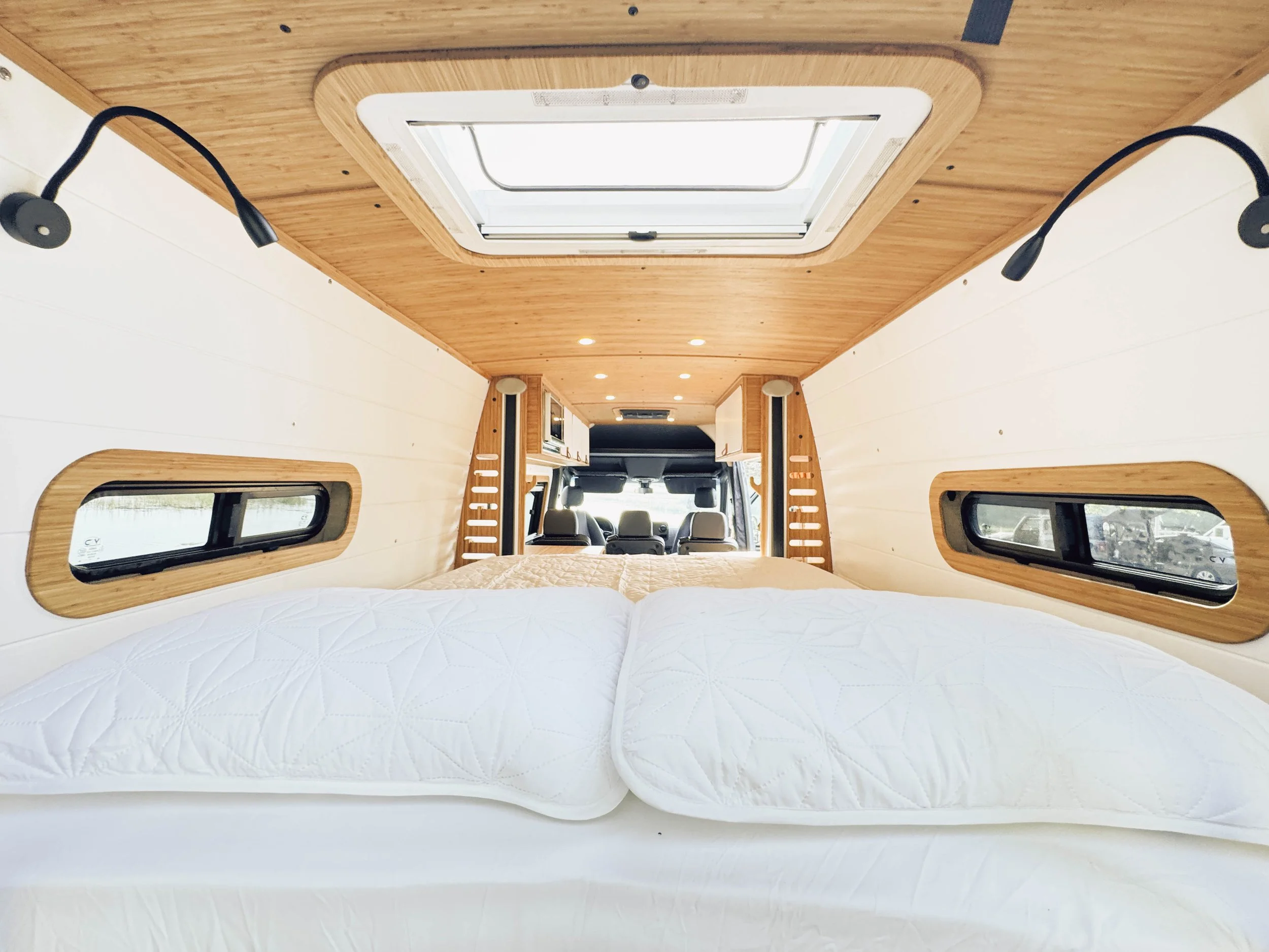 Loft campervan with electric lift bed and skylight