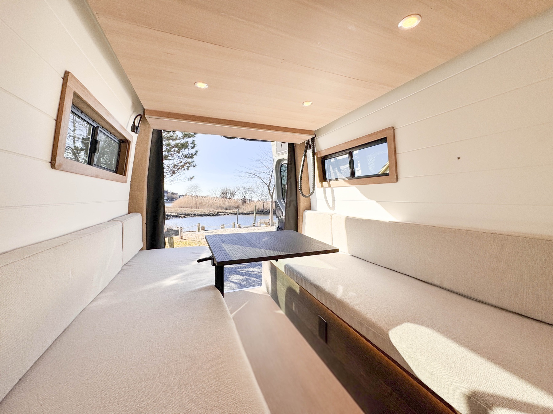 Starboard marine paneling detail with integrated LED — the same waterproof material used on yacht decks