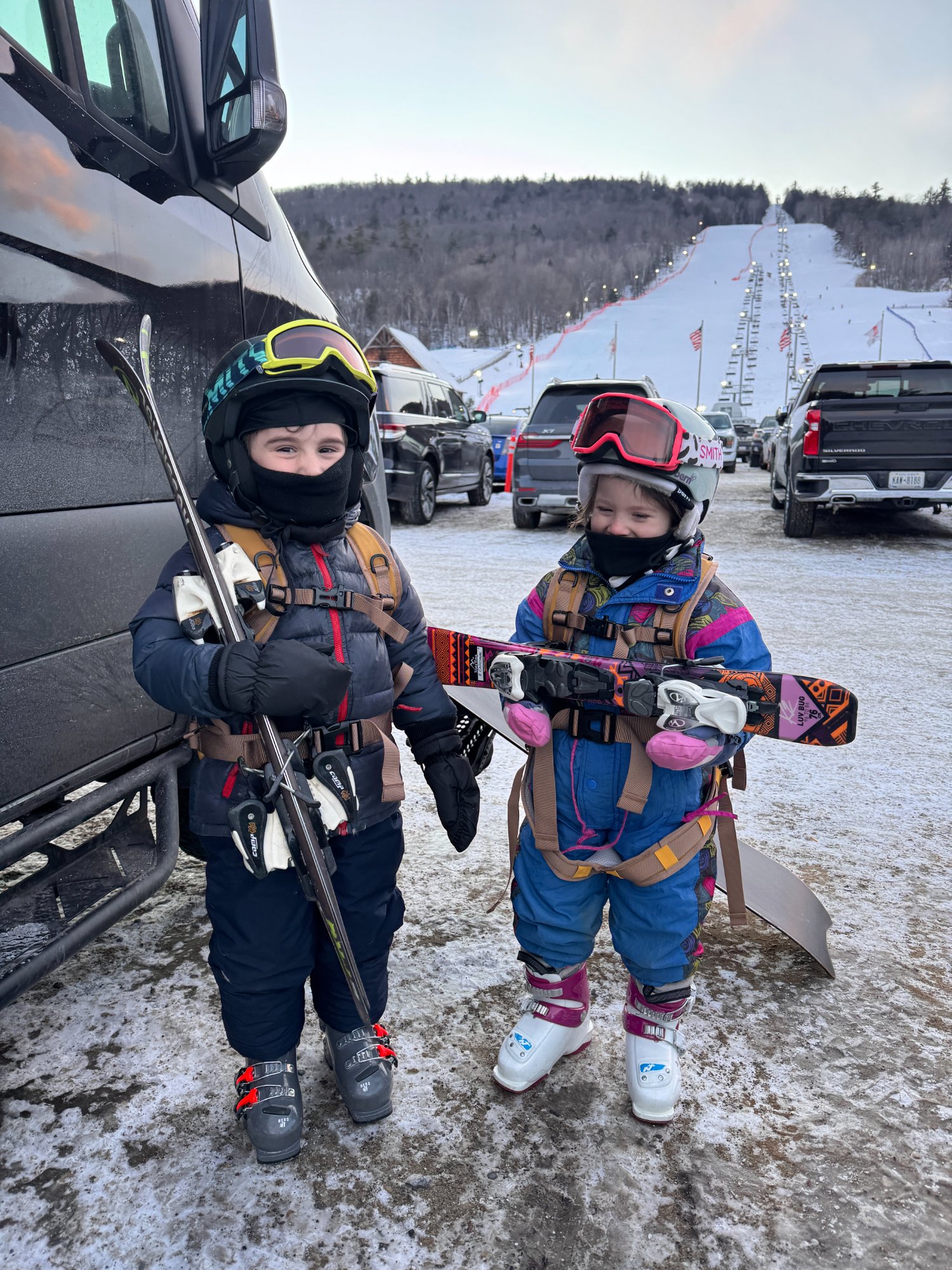 Scout campervan on family ski trip