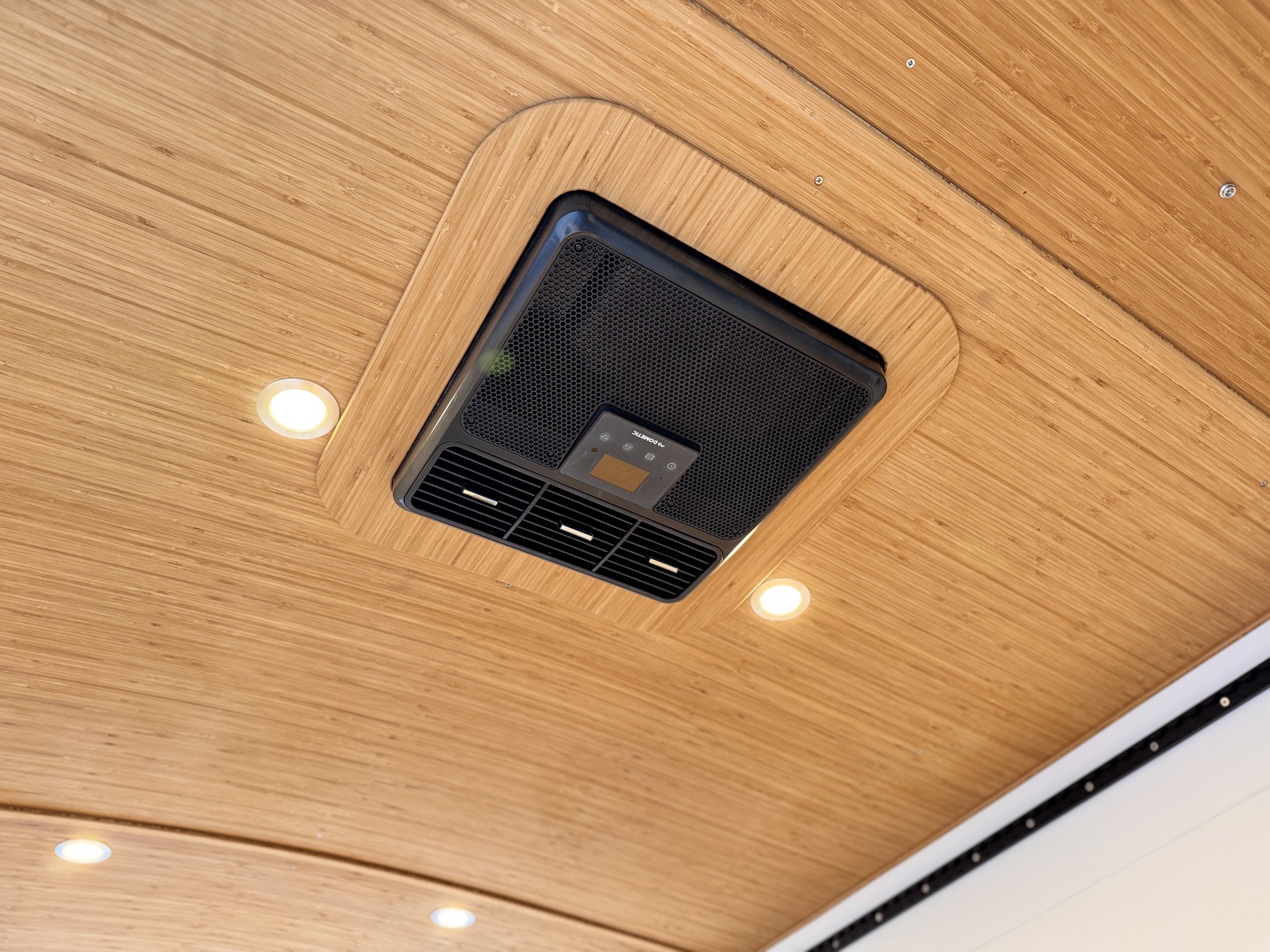 Scout climate — Dometic 12V rooftop AC in custom bamboo housing